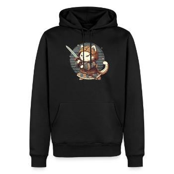 Chat Samouraï Kawaii Chat Ninja Japonais - Sweat à capuche Premium bio Homme - noir - Devant - Nico (187cm)