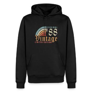 Né en 1988 - Sweat à capuche Premium bio Homme - noir - Devant - Nico (187cm)
