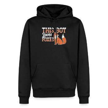 This boy loves foxes fox animal lover - Men’s Premium Organic Hoodie - black - Front - Nico (187cm)