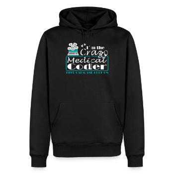 Assistant médical - Codeur médical - Sweat à capuche Premium bio Homme - noir - Devant - Nico (187cm)