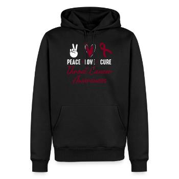 Frieden, Liebe, Heilung, Kehlkopfkrebs, - Männer Premium Bio Hoodie - Schwarz - Vorne - Nico (187cm)