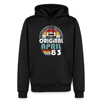 40th Birthday Year April 1983 Original 1983 - Men’s Premium Organic Hoodie - black - Front - Nico (187cm)