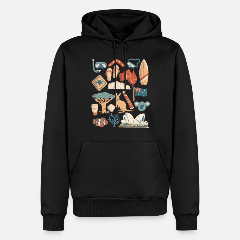 Australien - Männer Premium Bio Hoodie - Schwarz