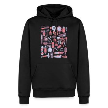 Coiffeur & Barbier - Sweat à capuche Premium bio Homme - noir - Devant - Nico (187cm)