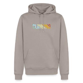 Klettern Retro - Männer Premium Bio Hoodie - Taupe - Vorne - Nico (187cm)