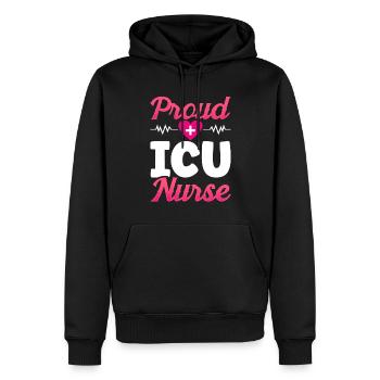 Proud Intensive Care Nurse - Men’s Premium Organic Hoodie - black - Front - Nico (187cm)