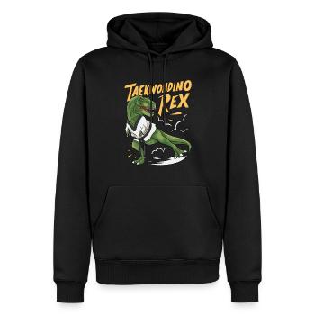 Taekwondino Rex Dinosaurier-Liebhaber T-rex - Männer Premium Bio Hoodie - Schwarz - Vorne - Nico (187cm)