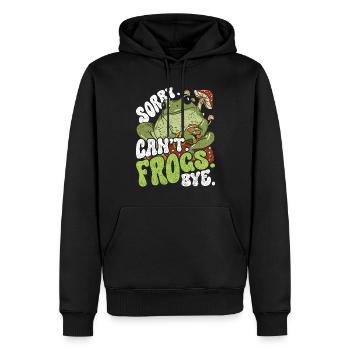 Frog : Désolé. Ne. Grenouilles. Au revoir. Éleveurs de grenouilles - Sweat à capuche Premium bio Homme - noir - Devant - Nico (187cm)
