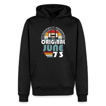 50th Birthday Year June 1973 Original 1973 - Men’s Premium Organic Hoodie - black - Front - Nico (187cm)