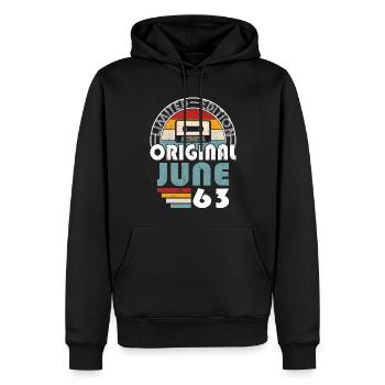 60th Birthday Year June 1963 Original 1963 - Men’s Premium Organic Hoodie - black - Front - Nico (187cm)