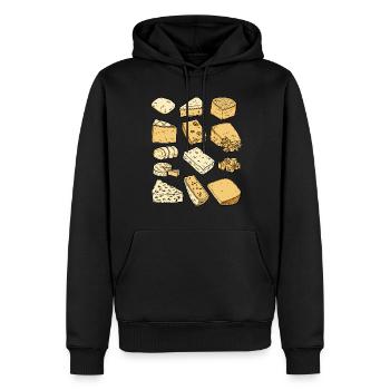 Käse (Parmesan, Gouda, Gorgonzola, Camember) - Männer Premium Bio Hoodie - Schwarz - Vorne - Nico (187cm)