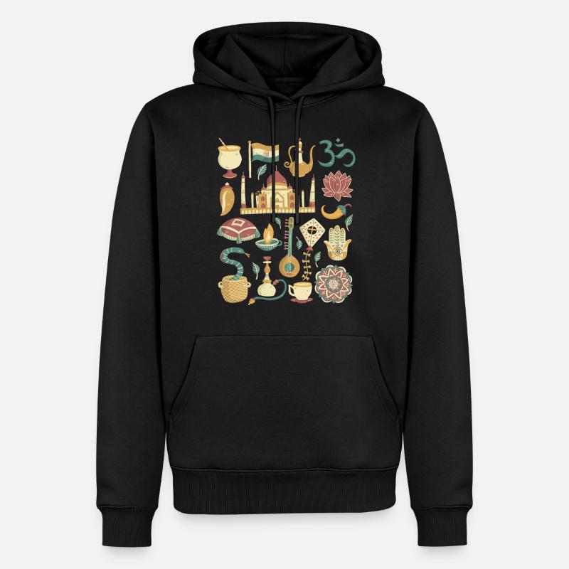 Inde - Sweat à capuche Premium bio Homme - noir