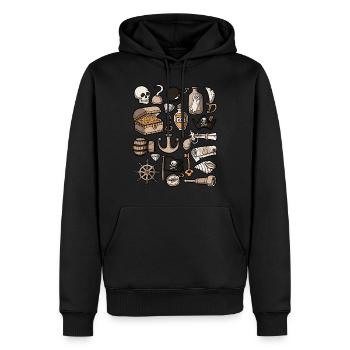 Piraten - Männer Premium Bio Hoodie - Schwarz - Vorne - Nico (187cm)