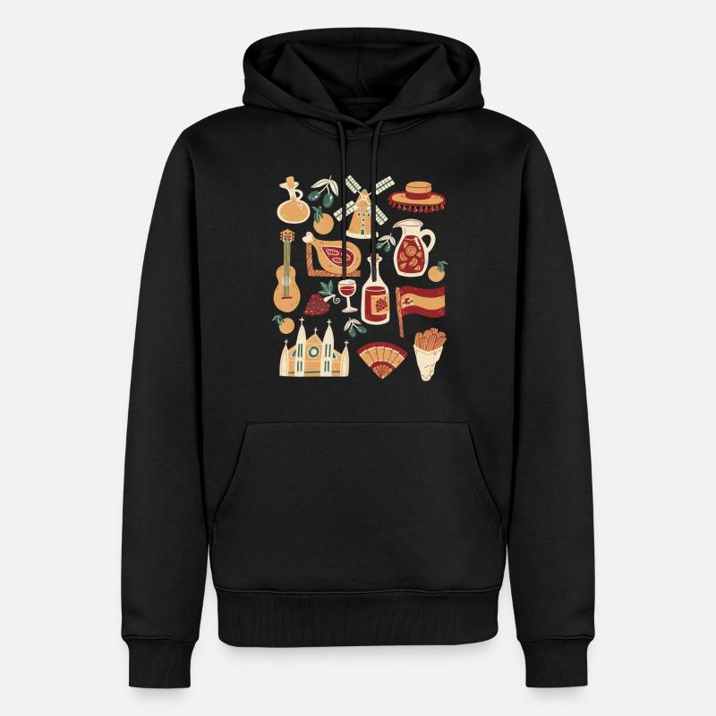 Espagne - Sweat à capuche Premium bio Homme - noir