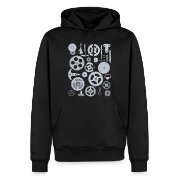 Uhr Einzelteile Uhrteile Zahnrad Mechanik Uhrwerk - Männer Premium Bio Hoodie - Schwarz - Vorne - Nico (187cm)