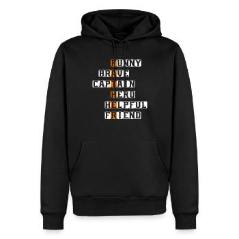 Funny Brave Captain Hero Helpful Friend - Dad Fath - Men’s Premium Organic Hoodie - black - Front - Nico (187cm)