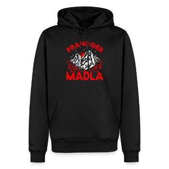 Fränkisch Franker Madla - Männer Premium Bio Hoodie - Schwarz - Vorne - Nico (187cm)