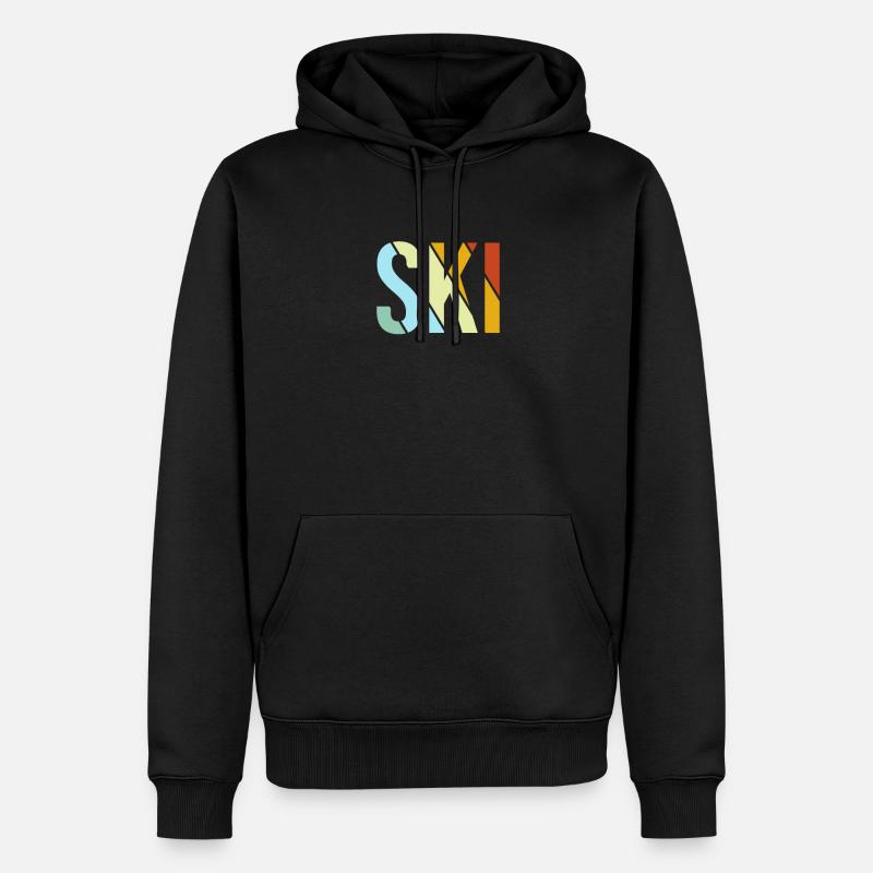 Ski Rétro - Sweat à capuche Premium bio Homme - noir