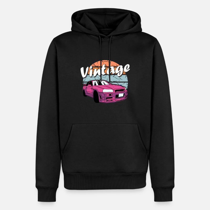 Voiture de collection rétro - Sweat à capuche Premium bio Homme - noir