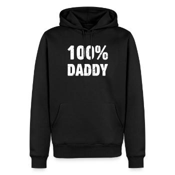 100% Daddy - Father's Day Ideas Funny Daddy - 100% - Männer Premium Bio Hoodie - Schwarz - Vorne - Nico (187cm)