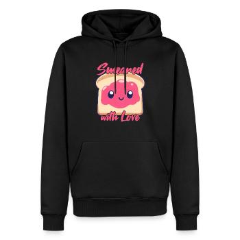 Kawaii Toast barbouillé d’amour - Sweat à capuche Premium bio Homme - noir - Devant - Nico (187cm)