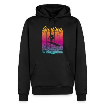 Surfing Santa Monica - Männer Premium Bio Hoodie - Schwarz - Vorne - Nico (187cm)