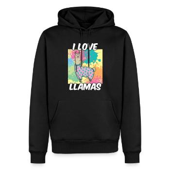J’aime les lamas llama animal lama dictons - Sweat à capuche Premium bio Homme - noir - Devant - Nico (187cm)