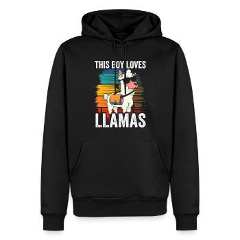 Ce garçon aime les dictons du lama llama animal - Sweat à capuche Premium bio Homme - noir - Devant - Nico (187cm)