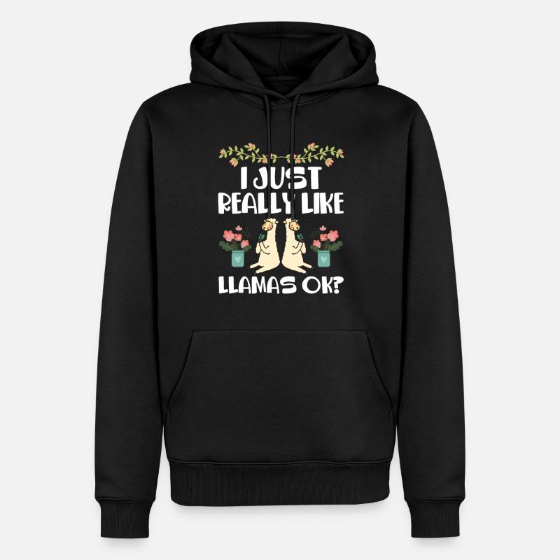 J’aime beaucoup les lamas - Sweat à capuche Premium bio Homme - noir