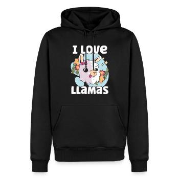 J’aime les lamas llama animal lama dictons - Sweat à capuche Premium bio Homme - noir - Devant - Nico (187cm)