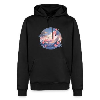 Rosa Flamingo Flamingos Flamingo Urlaub Palmen - Männer Premium Bio Hoodie - Schwarz - Vorne - Nico (187cm)