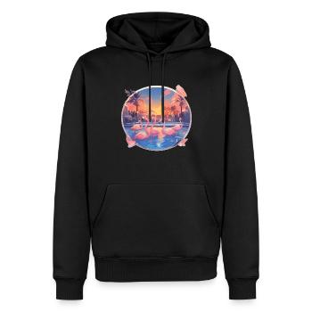 Flamingo Flamingo Pool Fête Flamingo - Sweat à capuche Premium bio Homme - noir - Devant - Nico (187cm)