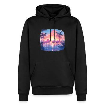 Flamingos Flamingo Party Flamingo Palmen - Männer Premium Bio Hoodie - Schwarz - Vorne - Nico (187cm)