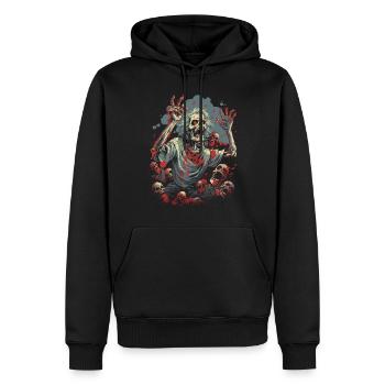Angsteinflößender Halloween-Zombie - Untote Horde - Männer Premium Bio Hoodie - Schwarz - Vorne - Nico (187cm)