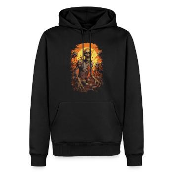 Untote Halloween-Nacht: Zombie vor Untoten-Horde - Männer Premium Bio Hoodie - Schwarz - Vorne - Nico (187cm)