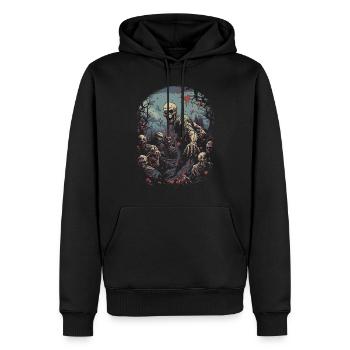 Halloween-Horror: Zombie und untote Apokalypse - Männer Premium Bio Hoodie - Schwarz - Vorne - Nico (187cm)
