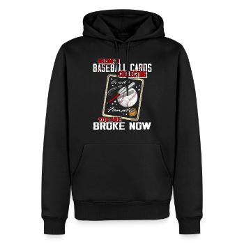 « Bienvenue dans la collection de cartes de baseball » - Sweat à capuche Premium bio Homme - noir - Devant - Nico (187cm)