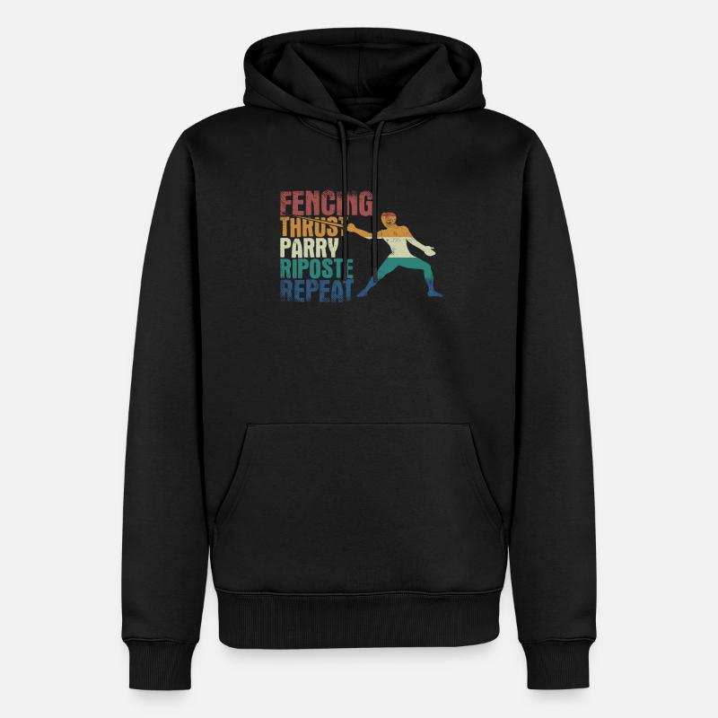 Escrime Poussée Parry Riposte Répétition - Sweat à capuche Premium bio Homme - noir
