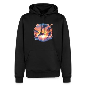 Dolphins Define Sunset Dolphin Swimming - Men’s Premium Organic Hoodie - black - Front - Nico (187cm)
