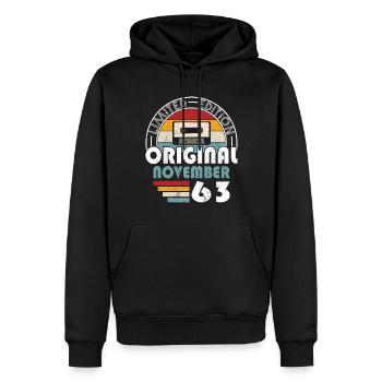 60. Geburtstag Jahrgang November 1963 Original - Männer Premium Bio Hoodie - Schwarz - Vorne - Nico (187cm)