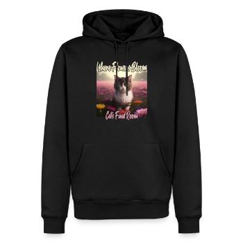 Chat dans la mer de fleurs - Sweat à capuche Premium bio Homme - noir - Devant - Nico (187cm)