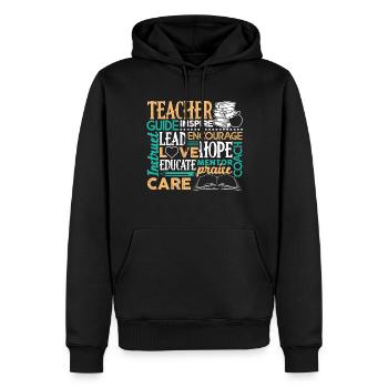 Teacher Teacher Care Guide Inspire - Men’s Premium Organic Hoodie - black - Front - Nico (187cm)