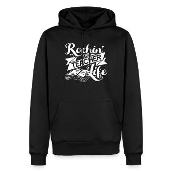 Teacher Rockin The Teacher Life - Men’s Premium Organic Hoodie - black - Front - Nico (187cm)
