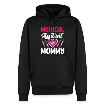 Assistante médicale Maman Profession médicale - Sweat à capuche Premium bio Homme - noir - Devant - Nico (187cm)