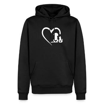 Dog Puppy and Baby Cat Heart - Animal Dog & Cat He - Männer Premium Bio Hoodie - Schwarz - Vorne - Nico (187cm)