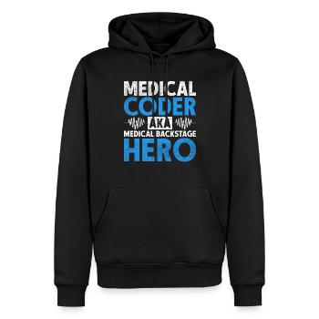 Coding Specialist Medical Encoder - Men’s Premium Organic Hoodie - black - Front - Nico (187cm)