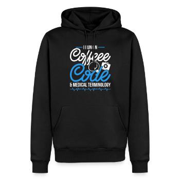 Kodierfachkraft Coffee, Code & Medical Terminology - Männer Premium Bio Hoodie - Schwarz - Vorne - Nico (187cm)