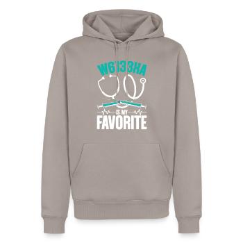 Coding Specialist W6133XA Is My Favorite - Men’s Premium Organic Hoodie - taupe - Front - Nico (187cm)