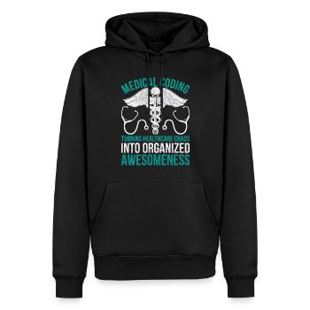 Le codage médical transforme le chaos dans le secteur de la santé - Sweat à capuche Premium bio Homme - noir - Devant - Nico (187cm)