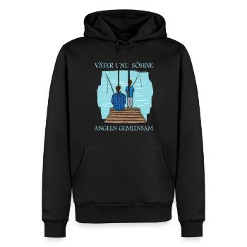 Väter und Söhne Angeln gemeinsam Angler Sprüche - Männer Premium Bio Hoodie - Schwarz - Vorne - Nico (187cm)